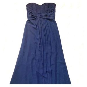 Long Strapless Chiffon Dress Navy/Marine